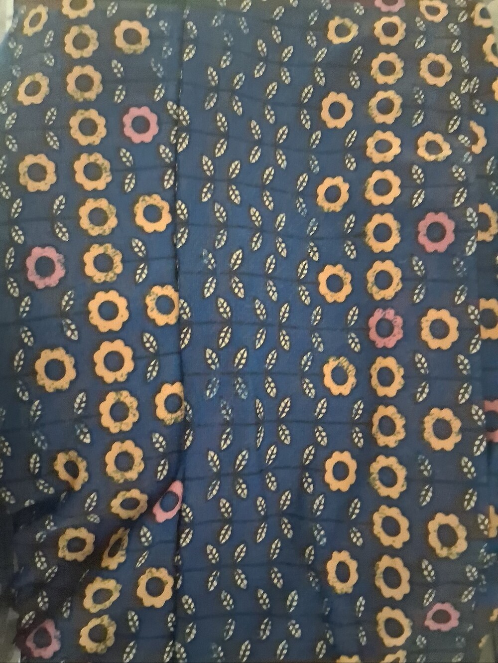 Men's Floral Pattern Blue Shirt - Navy with Yellow Accents